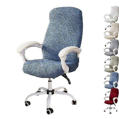 OwkHome 3D-Jacquard-Drehstuhlbezug-Set Mit Reißverschluss-Design, Dehnbarer Büro-Computerstuhlschutz(Blue 1pcs,X-Large) von OwkHome