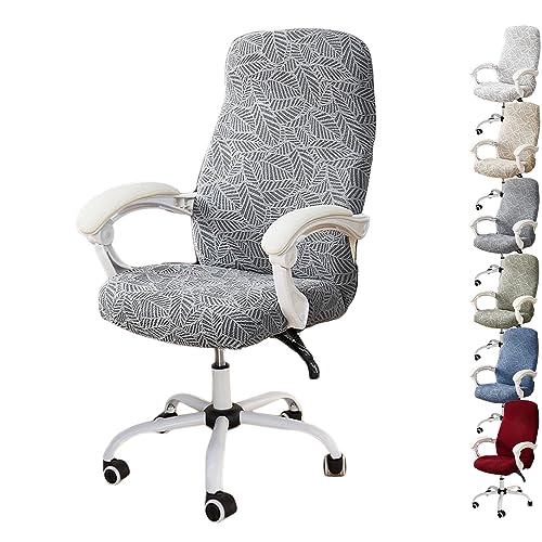 OwkHome 3D-Jacquard-Drehstuhlbezug-Set Mit Reißverschluss-Design, Dehnbarer Büro-Computerstuhlschutz(Gray 1pcs,Large) von OwkHome