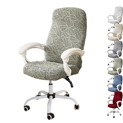 OwkHome 3D-Jacquard-Drehstuhlbezug-Set Mit Reißverschluss-Design, Dehnbarer Büro-Computerstuhlschutz(Green 1pcs,X-Large) von OwkHome