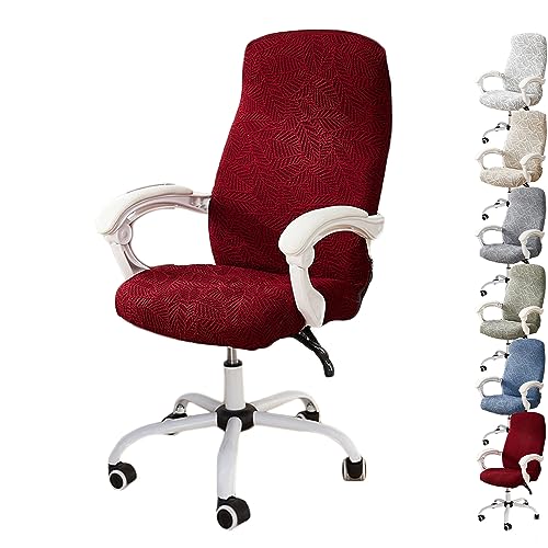 OwkHome 3D-Jacquard-Drehstuhlbezug-Set Mit Reißverschluss-Design, Dehnbarer Büro-Computerstuhlschutz(Red 1pcs,Large) von OwkHome