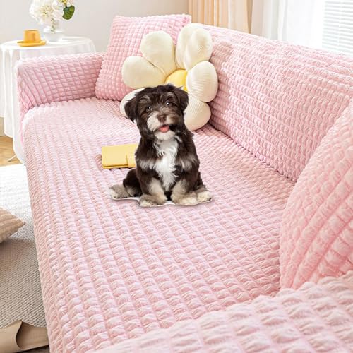 OwkHome 3D Popcorn Stretch Sofabezug, Universeller Elastischer Schonbezug for 1-5-Sitzer-Couches(Pink,4 seat 235~300cm) von OwkHome