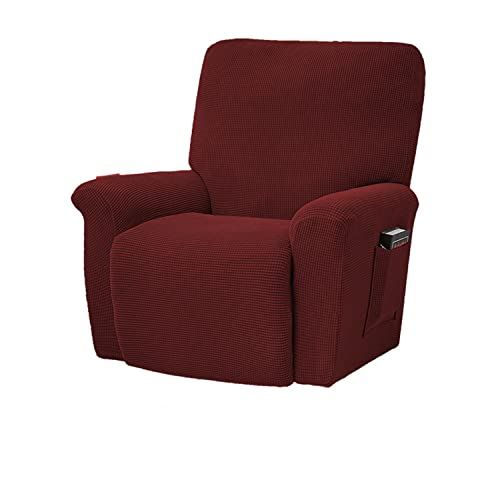 OwkHome 4-teiliges Jacquard-Liegestuhl-Schonbezug-Set, Super Stretch Anti-Rutsch-Möbelschutzbezug(Deep Red) von OwkHome