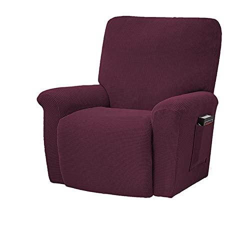 OwkHome 4-teiliges Jacquard-Liegestuhl-Schonbezug-Set, Super Stretch Anti-Rutsch-Möbelschutzbezug(Red-1) von OwkHome