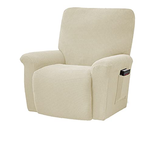 OwkHome 4-teiliges Jacquard-Liegestuhl-Schonbezug-Set, Super Stretch Anti-Rutsch-Möbelschutzbezug(White) von OwkHome