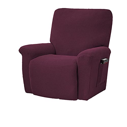 OwkHome 4-teiliges Jacquard-Stretch-Liegestuhl-Schonbezug-Set Mit Elastischer Einfassung for Schutz Der Möbel(Red-1) von OwkHome