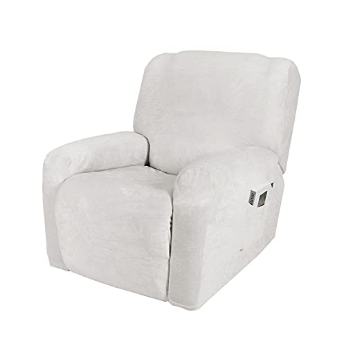 OwkHome 4-teiliges Samt-Relaxsessel-Bezugsset Mit Seitentasche, Stretch-Schonbezug for Sofa Und Sessel(J) von OwkHome