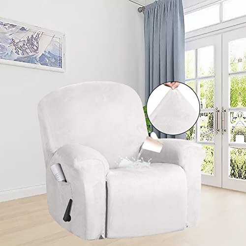 OwkHome 4-teiliges Stretch-Liegestuhl-Schonbezug-Set, Stuhlschoner Aus Samtstoff Mit Aufbewahrungstasche(White) von OwkHome