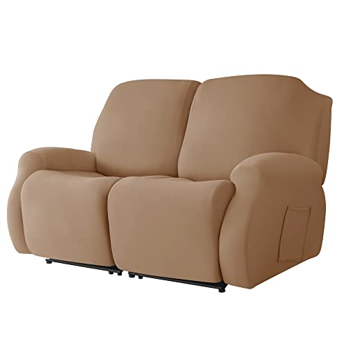 OwkHome 6-teiliges Stretch-Liegestuhl-Bezugsset Mit Elastischem Untergestell for Doppelsitzmöbel(Khaki) von OwkHome