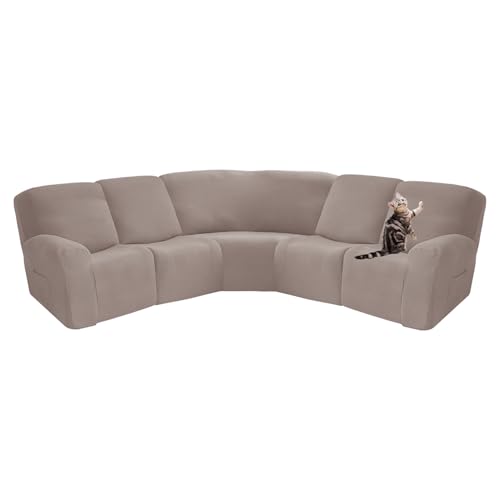 OwkHome 7-teiliges Stretch-Sofabezug-Set, Rutschfester Liegemöbelschutz, Waschbarer Couchbezug(Khaki) von OwkHome