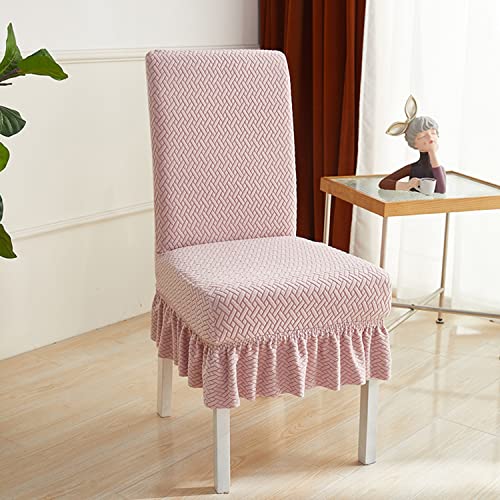 OwkHome Armlehnenloser Stuhlbezug Aus Stretch-Jacquard, Waschbar, for Esszimmerstühle(Light Pink,6 Pack) von OwkHome