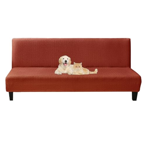 OwkHome Armloser Futon-Schonbezug, Einfarbiger Schlafsofa-Schutzbezug for Faltbare Sofas(Orange,S) von OwkHome