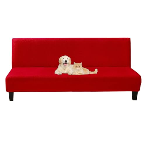 OwkHome Armloser Futon-Schonbezug, Einfarbiger Schlafsofa-Schutzbezug for Faltbare Sofas(Red,S) von OwkHome