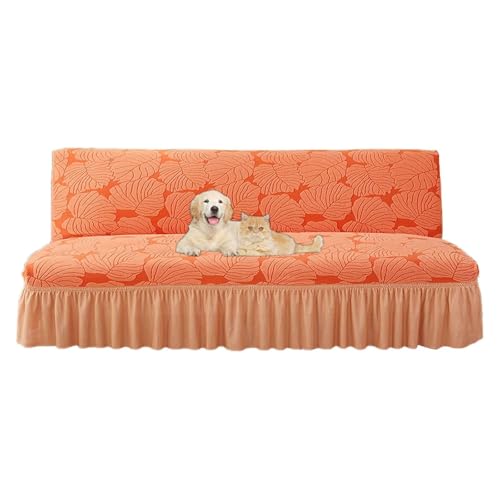 OwkHome Armloser Futon-Schonbezug – Stretch-Jacquard-Sofabezug for Wohnräume(Orange,S) von OwkHome