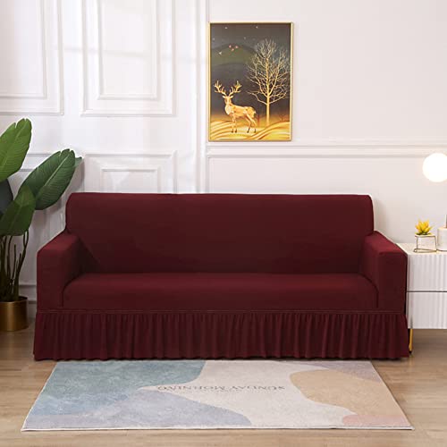 OwkHome Armloser Futonbezug Mit Rüschenrock, Stretch-Sofabezug Aus Milchseide(Purple,1 Seater(90-140cm)) von OwkHome