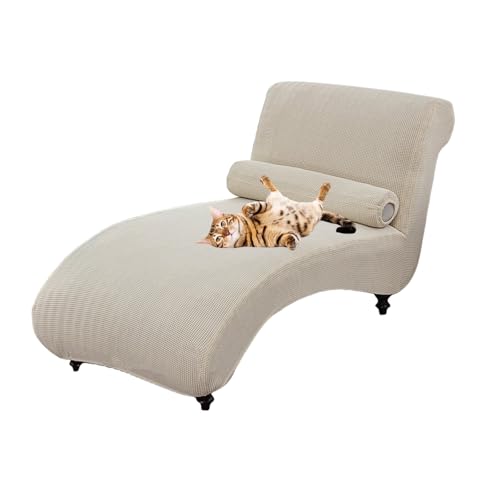 OwkHome Armloser Schonbezug for Chaiselongue Mit Kissenbezug, Elastischer Möbelschutz Aus Spandex(Beige) von OwkHome
