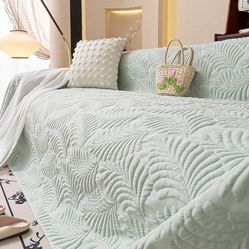 OwkHome Atmungsaktiver Sofabezug Aus Eisseide, Jacquard, Rutschfester Sofaschutz(Green,71 * 165in) von OwkHome