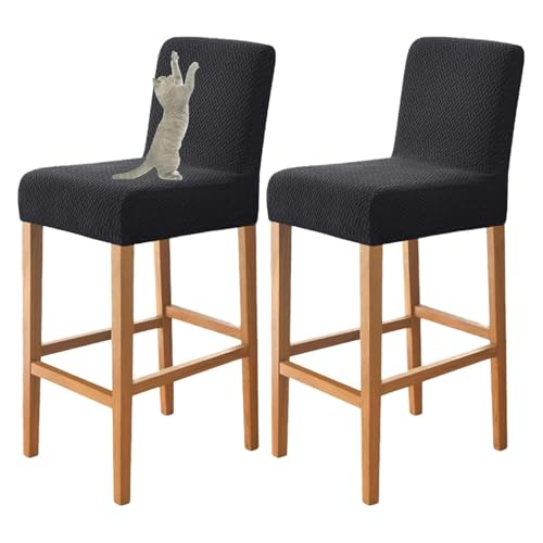 OwkHome Barhocker-Bezüge Mit Rückenlehne, Stretch-Schonbezug-Set for Stühle In Thekenhöhe(Black) von OwkHome
