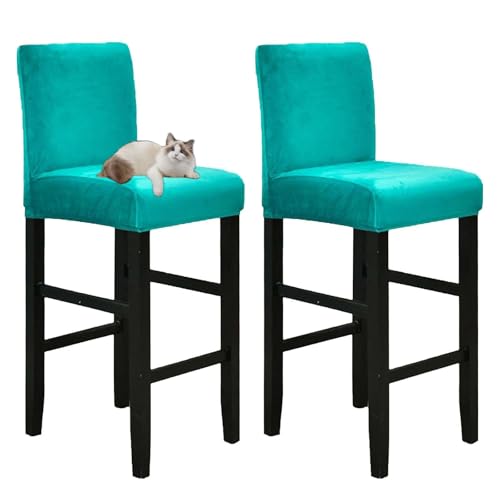 OwkHome Barhocker-Bezüge-Set Aus Samt, Kratzfeste Barhocker-Schonbezüge for Küchen- Und Esszimmerstühle(Blue) von OwkHome