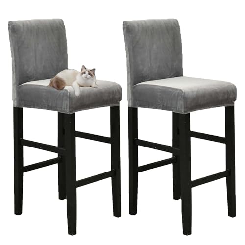 OwkHome Barhocker-Bezüge-Set Aus Samt, Kratzfeste Barhocker-Schonbezüge for Küchen- Und Esszimmerstühle(Dark Grey 1) von OwkHome