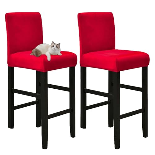 OwkHome Barhocker-Bezüge-Set Aus Samt, Kratzfeste Barhocker-Schonbezüge for Küchen- Und Esszimmerstühle(Red) von OwkHome