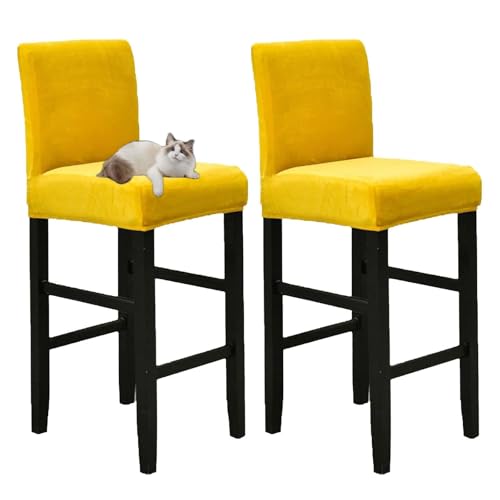 OwkHome Barhocker-Bezüge-Set Aus Samt, Kratzfeste Barhocker-Schonbezüge for Küchen- Und Esszimmerstühle(Yellow) von OwkHome
