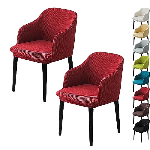 OwkHome Barhocker-Schonbezüge Mit Armlehnen Und Gebogener Rückenlehne, Dehnbarer Universalschutz for Theken- Und Küchenstühle(Red 2pcs) von OwkHome