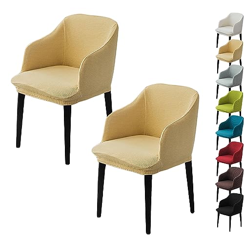 OwkHome Barhocker-Schonbezüge Mit Armlehnen Und Gebogener Rückenlehne, Dehnbarer Universalschutz for Theken- Und Küchenstühle(Yellow 2pcs) von OwkHome
