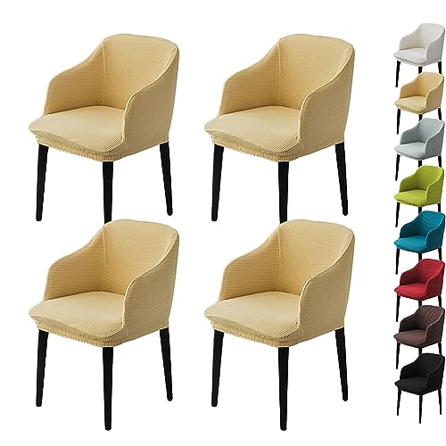 OwkHome Barhocker-Schonbezüge Mit Armlehnen Und Gebogener Rückenlehne, Dehnbarer Universalschutz for Theken- Und Küchenstühle(Yellow 4pcs) von OwkHome