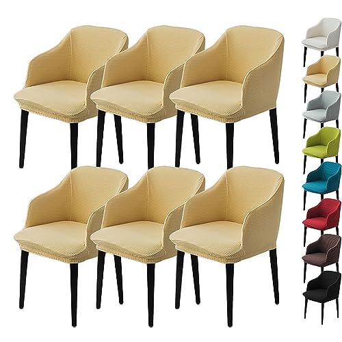 OwkHome Barhocker-Schonbezüge Mit Armlehnen Und Gebogener Rückenlehne, Dehnbarer Universalschutz for Theken- Und Küchenstühle(Yellow 6pcs) von OwkHome