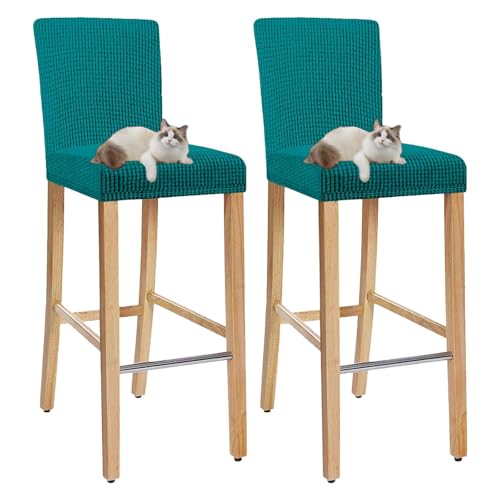 OwkHome Barhocker-Schonbezug-Set Mit Rückenlehne, Quadratische Stuhlbezüge In Thekenhöhe for Esszimmer, Kneipen Und Küche(Green,Set of 2) von OwkHome