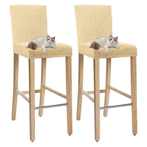 OwkHome Barhocker-Schonbezug-Set Mit Rückenlehne, Quadratische Stuhlbezüge In Thekenhöhe for Esszimmer, Kneipen Und Küche(Yellow,Set of 2) von OwkHome
