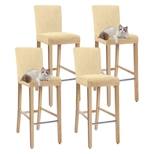 OwkHome Barhocker-Schonbezug-Set Mit Rückenlehne, Quadratische Stuhlbezüge In Thekenhöhe for Esszimmer, Kneipen Und Küche(Yellow,Set of 4) von OwkHome