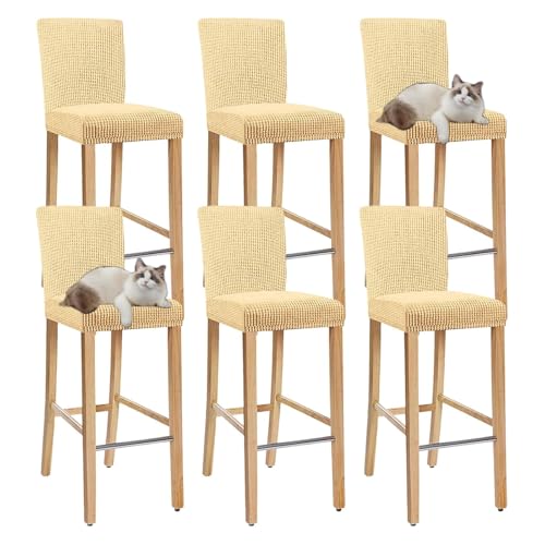 OwkHome Barhocker-Schonbezug-Set Mit Rückenlehne, Quadratische Stuhlbezüge In Thekenhöhe for Esszimmer, Kneipen Und Küche(Yellow,Set of 6) von OwkHome