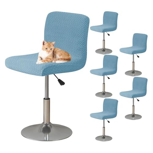 OwkHome Barhocker-Schonbezug-Set Mit Rückenlehne Und Haustierschutz for Sitzgelegenheiten In Küche Und Café(Blue,6 Pack) von OwkHome
