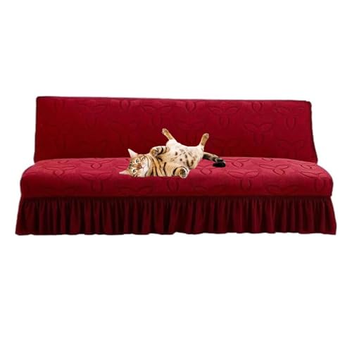 OwkHome Bedruckter Futonbezug, Elastischer Stretch-Schonbezug for Sofas Und Betten Ohne Armlehnen(Red,Large) von OwkHome