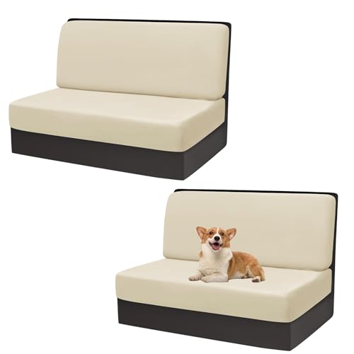 OwkHome Bedruckter Schonbezug for Chaiselongue Mit Elastischem Rand, Liegestuhlbezug for Innenmöbel(Beige,Set of 2) von OwkHome