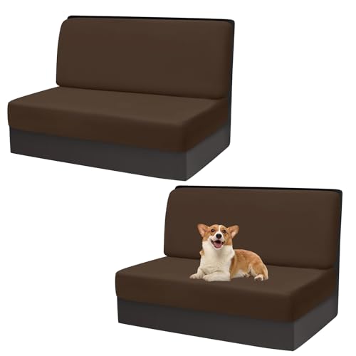OwkHome Bedruckter Schonbezug for Chaiselongue Mit Elastischem Rand, Liegestuhlbezug for Innenmöbel(Dark Coffee,Set of 2) von OwkHome