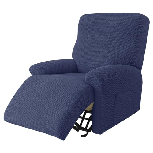 OwkHome Bedruckter Stretch-Schonbezug for Relaxsessel Mit Praktischer Tasche Und Elastischer Verankerung(Navy) von OwkHome