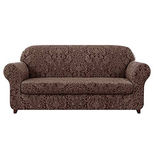 OwkHome Bedruckter Stretch-Sofabezug for Anbausofas Und Zweisitzer, Waschbarer Möbelschutz(Dark Brown,4 Seater (235-300cm)) von OwkHome