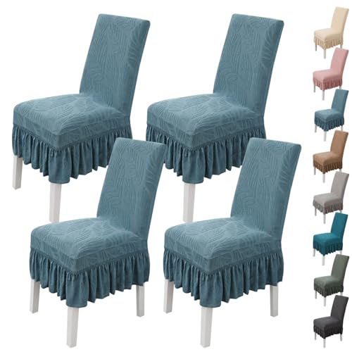 OwkHome Bedrucktes Stretch-Stuhlhussen-Set for Parson-Stühle, Waschbarer Universal-Sitzschutz for Esszimmer Und Restaurant(Blue,4 Pcs) von OwkHome
