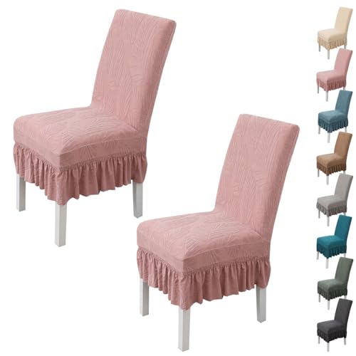 OwkHome Bedrucktes Stretch-Stuhlhussen-Set for Parson-Stühle, Waschbarer Universal-Sitzschutz for Esszimmer Und Restaurant(Pink,2 Pcs) von OwkHome