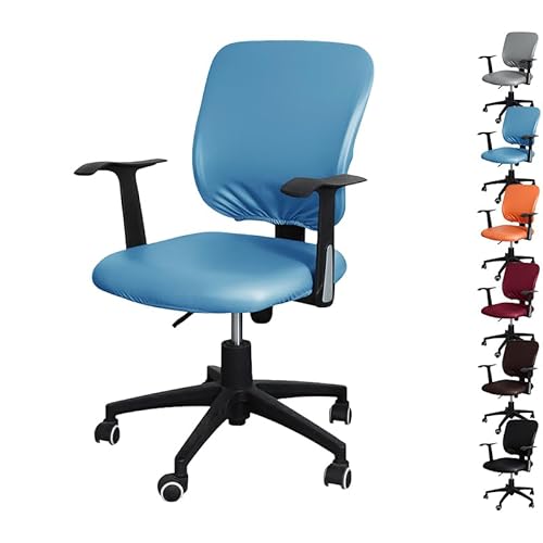 OwkHome Bürostuhl-Bezugsset Aus Geteiltem PU-Leder – Dehnbarer, Wasserabweisender Schonbezug for Drehstühle(Blue 1pcs) von OwkHome