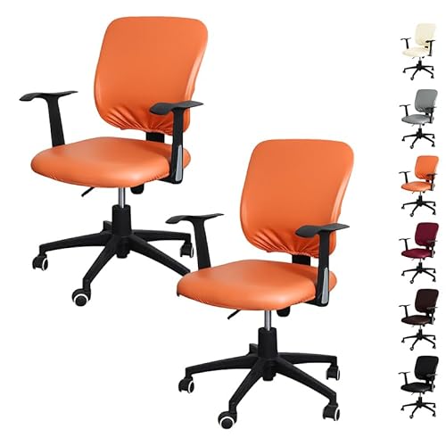 OwkHome Bürostuhl-Bezugsset Aus Geteiltem PU-Leder – Dehnbarer, Wasserabweisender Schonbezug for Drehstühle(C 2pcs) von OwkHome