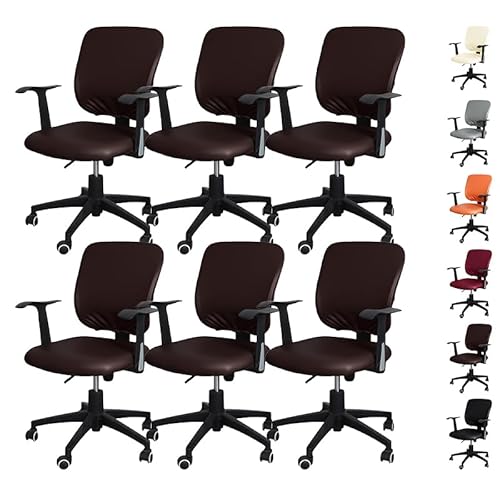 OwkHome Bürostuhl-Bezugsset Aus Geteiltem PU-Leder – Dehnbarer, Wasserabweisender Schonbezug for Drehstühle(E 6pcs) von OwkHome