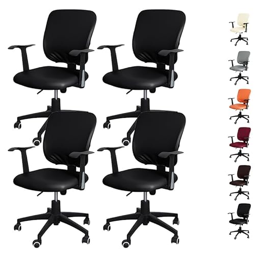 OwkHome Bürostuhl-Bezugsset Aus Geteiltem PU-Leder – Dehnbarer, Wasserabweisender Schonbezug for Drehstühle(F 4pcs) von OwkHome