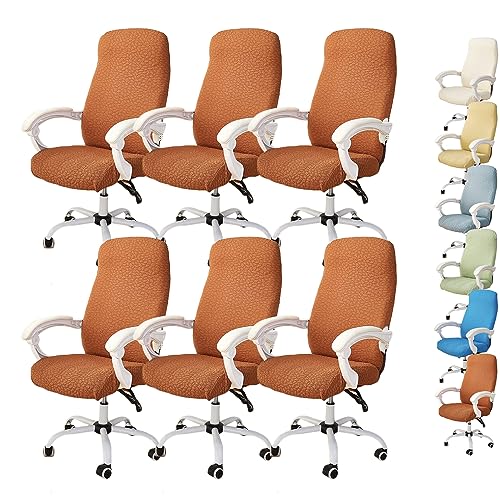 OwkHome Bürostuhl-Schonbezüge Mit Reißverschluss, Stretch-Schutzset for Gaming-Drehstühle(Caramel 6pcs,X-Large) von OwkHome