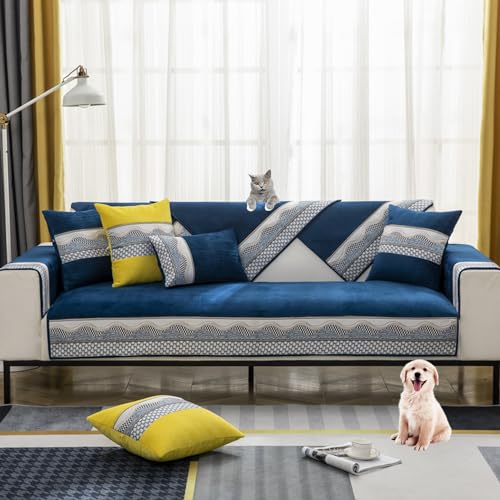 OwkHome Cord-Wellenmuster, Rutschfester Sofabezug for Sektionssofas, Möbelschutz(I,Pillowcase45*45cm) von OwkHome