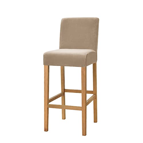 OwkHome Dehnbare Barhocker-Schonbezüge Aus Samt Mit Rückenlehne, 2er-Pack for Stühle In Thekenhöhe(Camel) von OwkHome