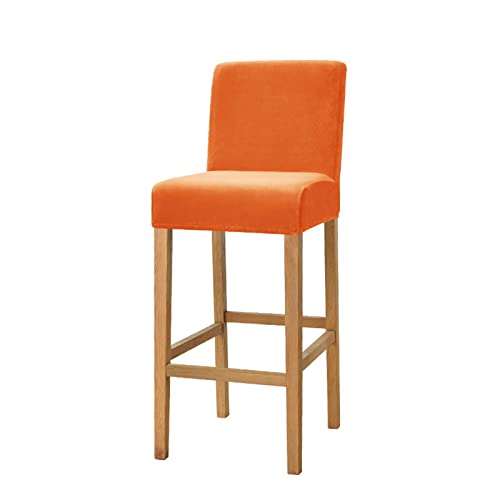 OwkHome Dehnbare Barhocker-Schonbezüge Aus Samt Mit Rückenlehne, 2er-Pack for Stühle In Thekenhöhe(Orange) von OwkHome