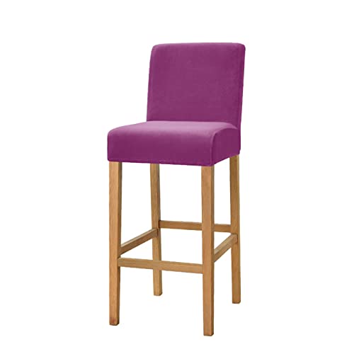 OwkHome Dehnbare Barhocker-Schonbezüge Aus Samt Mit Rückenlehne, 2er-Pack for Stühle In Thekenhöhe(Purple) von OwkHome